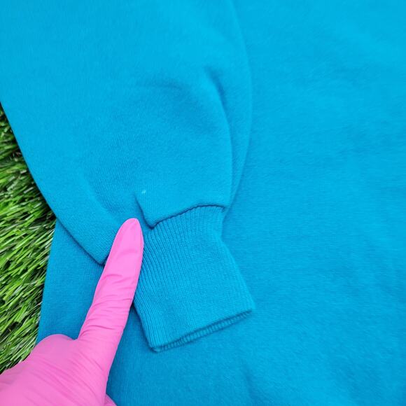 Vintage 90s Hanes Blank Sweatshirt Womens Large 21x22 Boxy Blue - Picture 4 of 11